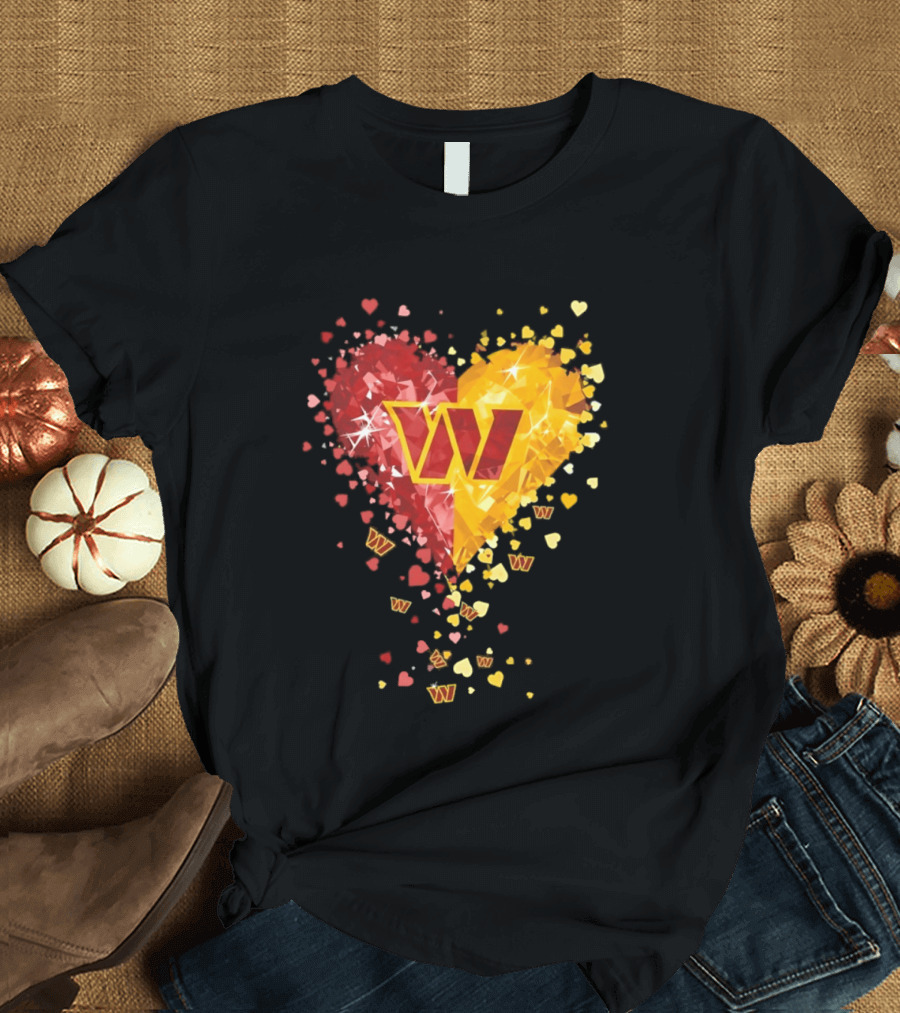 Washington Commanders Heart W Crystalized Chevron Burst T-Shirt