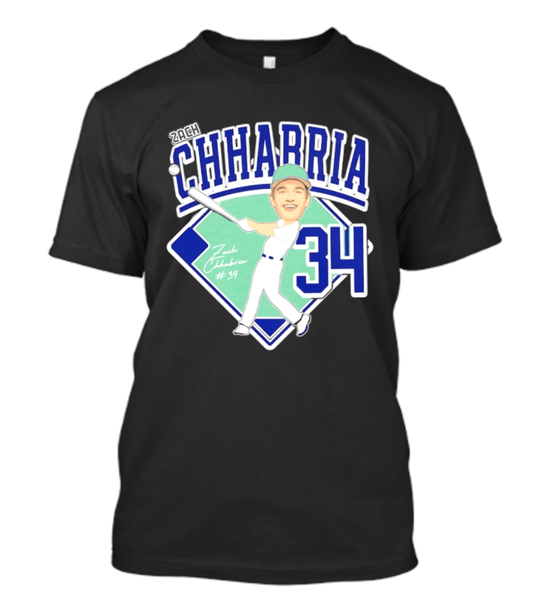 Chhabria 34 Drew University Athletics Baseball Caricature Zach Chhabria T-Shirt
