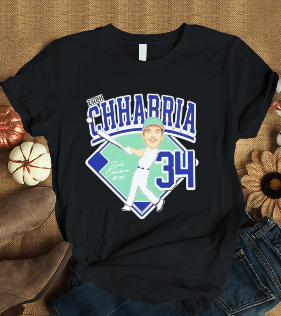 Chhabria 34 Drew University Athletics Baseball Caricature Zach Chhabria T-Shirt