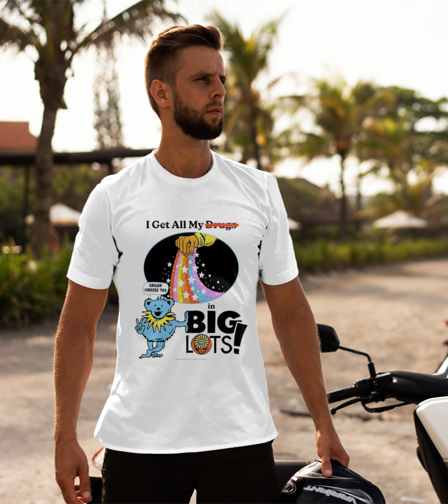 Big Lots Grilled Cheeses Too Grateful Dead Bear Rainbow Stars T-Shirt