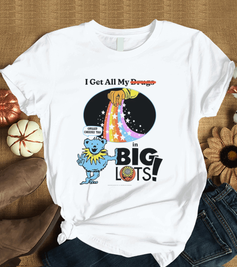Big Lots Grilled Cheeses Too Grateful Dead Bear Rainbow Stars T-Shirt