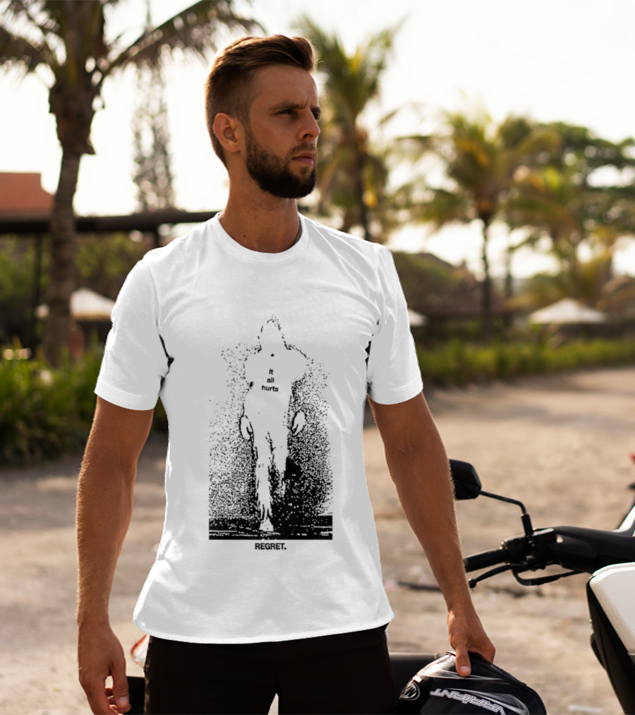 It All Hurts Regret Sadness Existential Skeleton Ghostly Figure T-Shirt