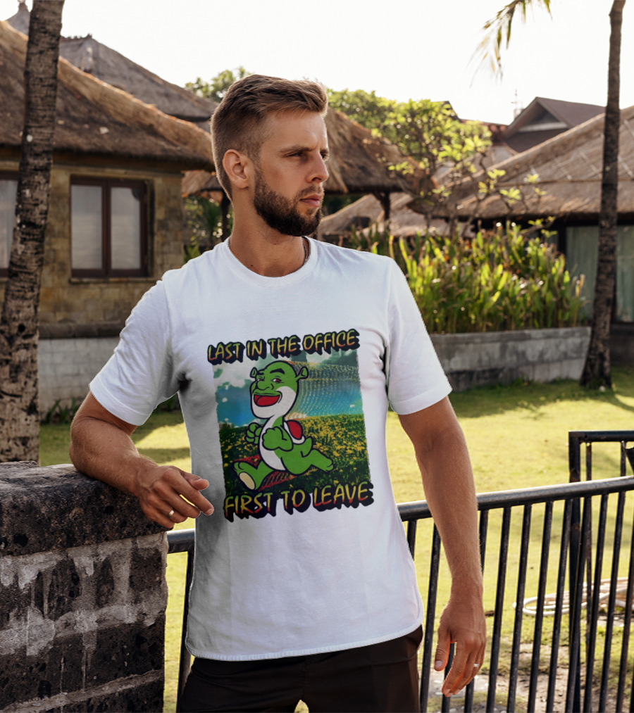 Last In The Office First To Leave Shrek Yoshi Humor T-Shirt