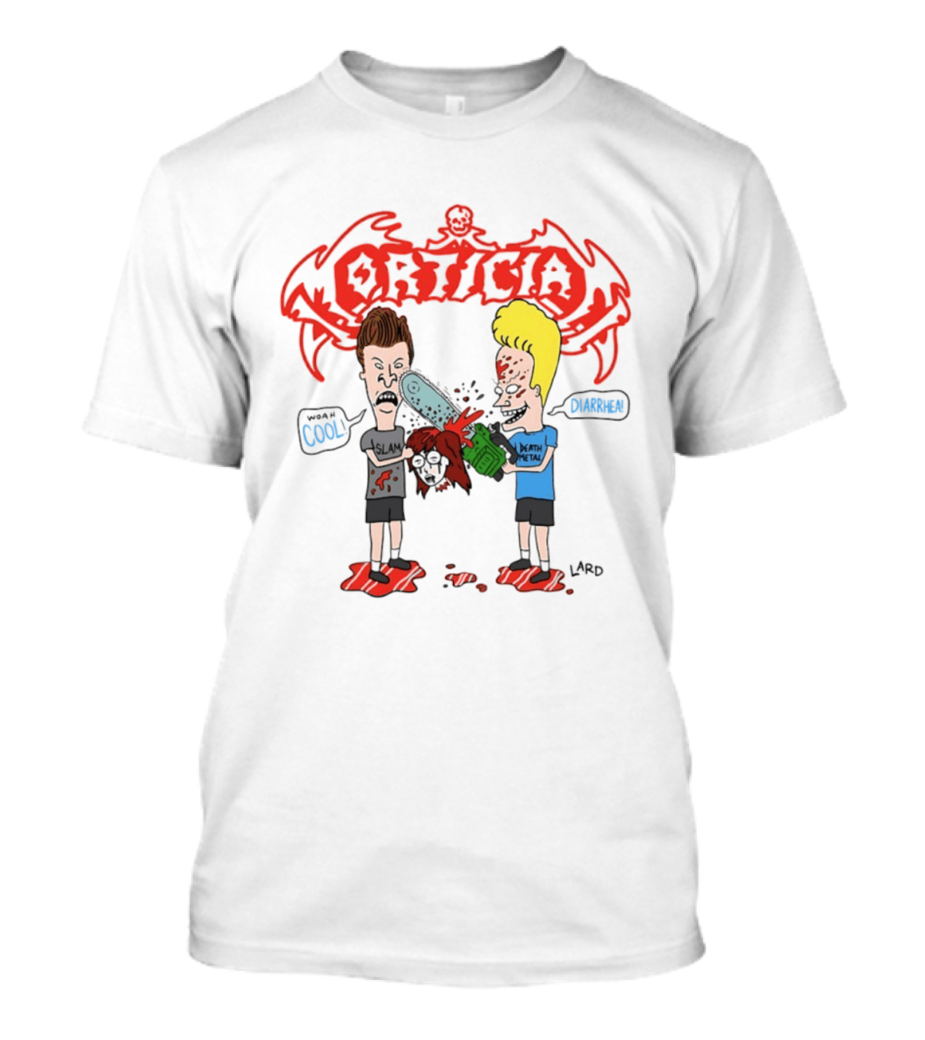 Morticia Beavis And Butt Head Chainsaw Cool Death Metal Slam T-Shirt