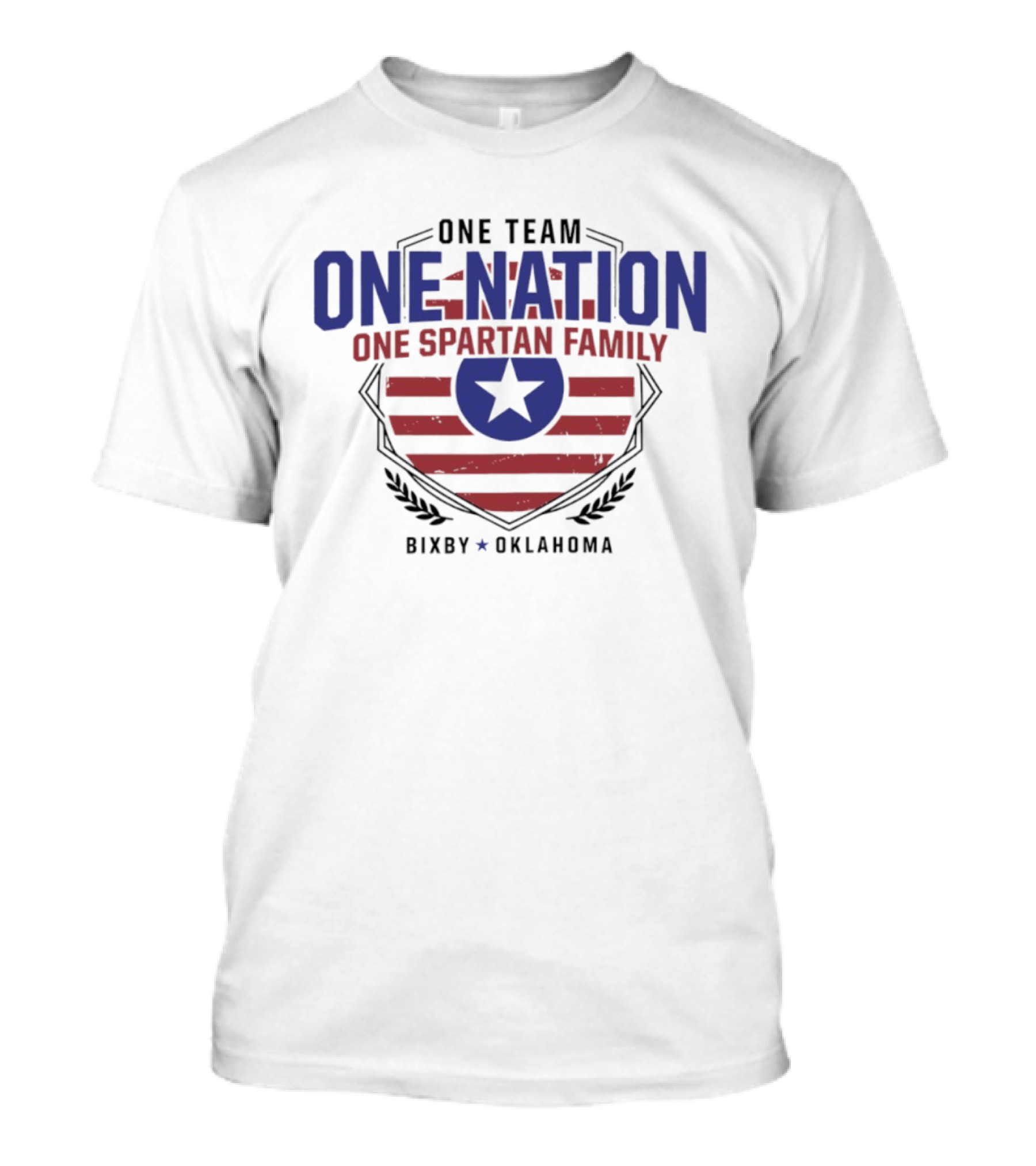 One Team One Nation One Spartan Family Bixby Oklahoma Star Shield T-Shirt