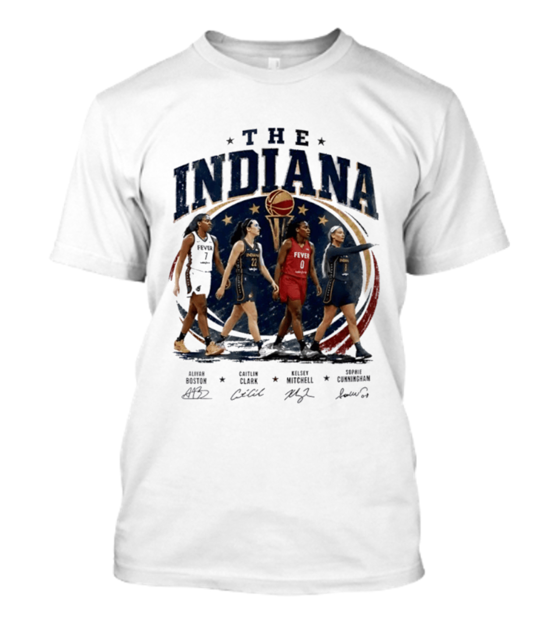 The Indiana Aliyah Boston Caitlin Clark Kelsey Mitchell Sophie Cunningham 2026 Signatures T-Shirt