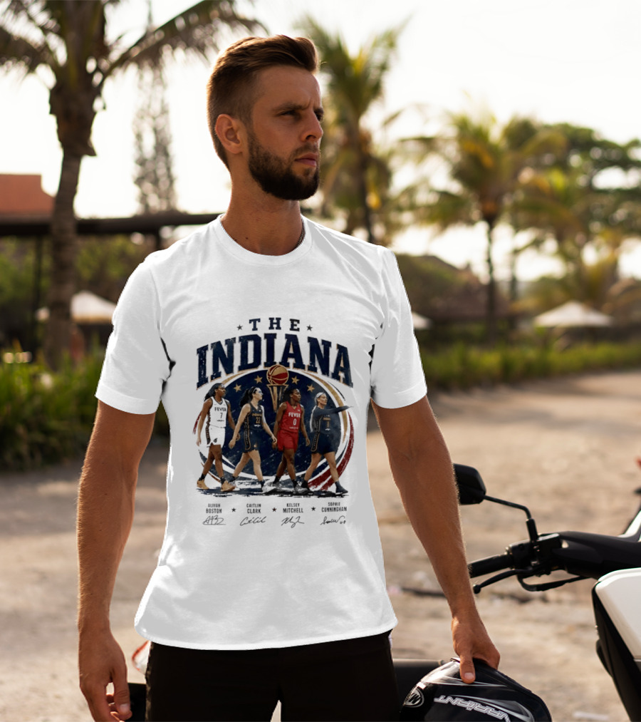 The Indiana Aliyah Boston Caitlin Clark Kelsey Mitchell Sophie Cunningham 2026 Signatures T-Shirt