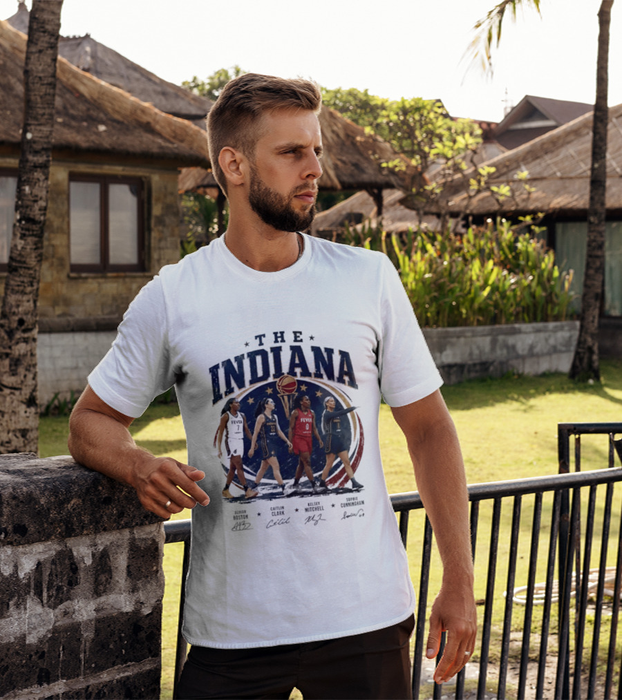 The Indiana Aliyah Boston Caitlin Clark Kelsey Mitchell Sophie Cunningham 2026 Signatures T-Shirt