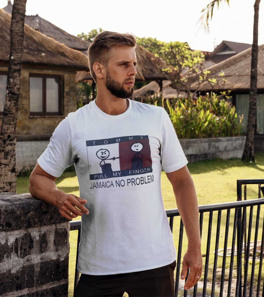 Tommy Pull My Finger Jamaica No Problem Stick Figure Comedy T-Shirt