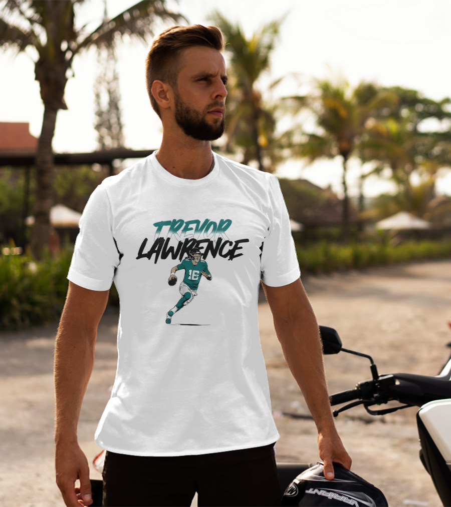 Trevor Lawrence 16 Jacksonville Jaguars Quarterback Action Pose T-Shirt