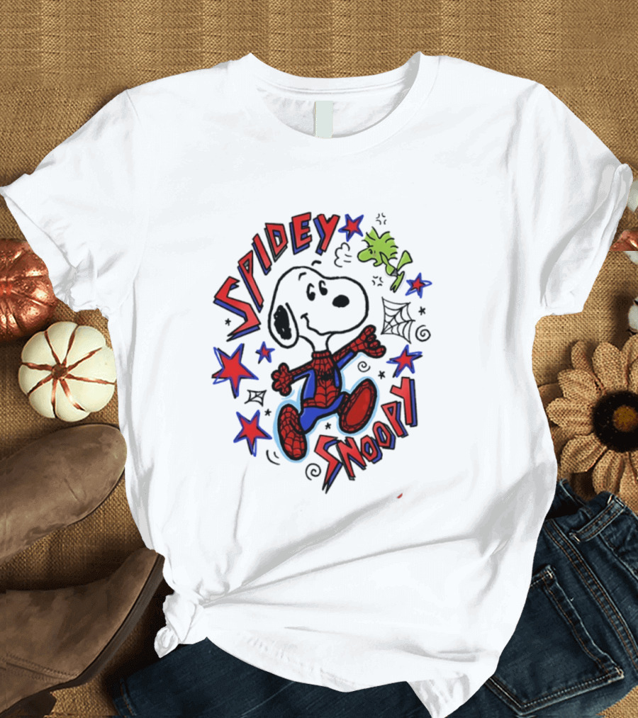 Spidey Snoopy Woodstock 2026 Crossover With Stars And Webs T-Shirt