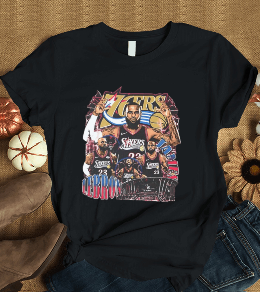 Philadelphia 76ers LeBron James 23 NBA Next Chapter 2 Sided T-Shirt