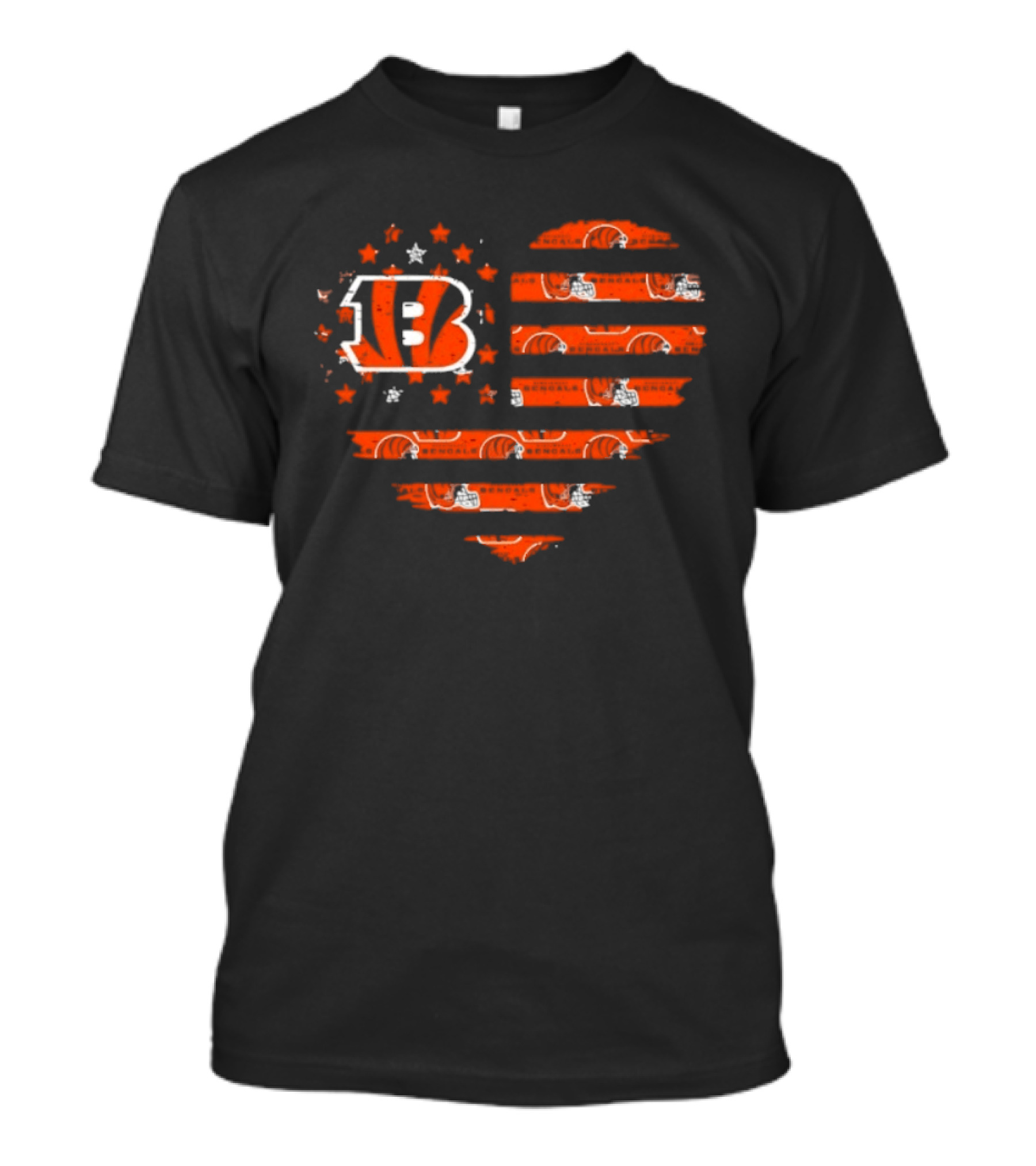 Cincinnati Bengals American Flag Heart 2026 Season T-Shirt