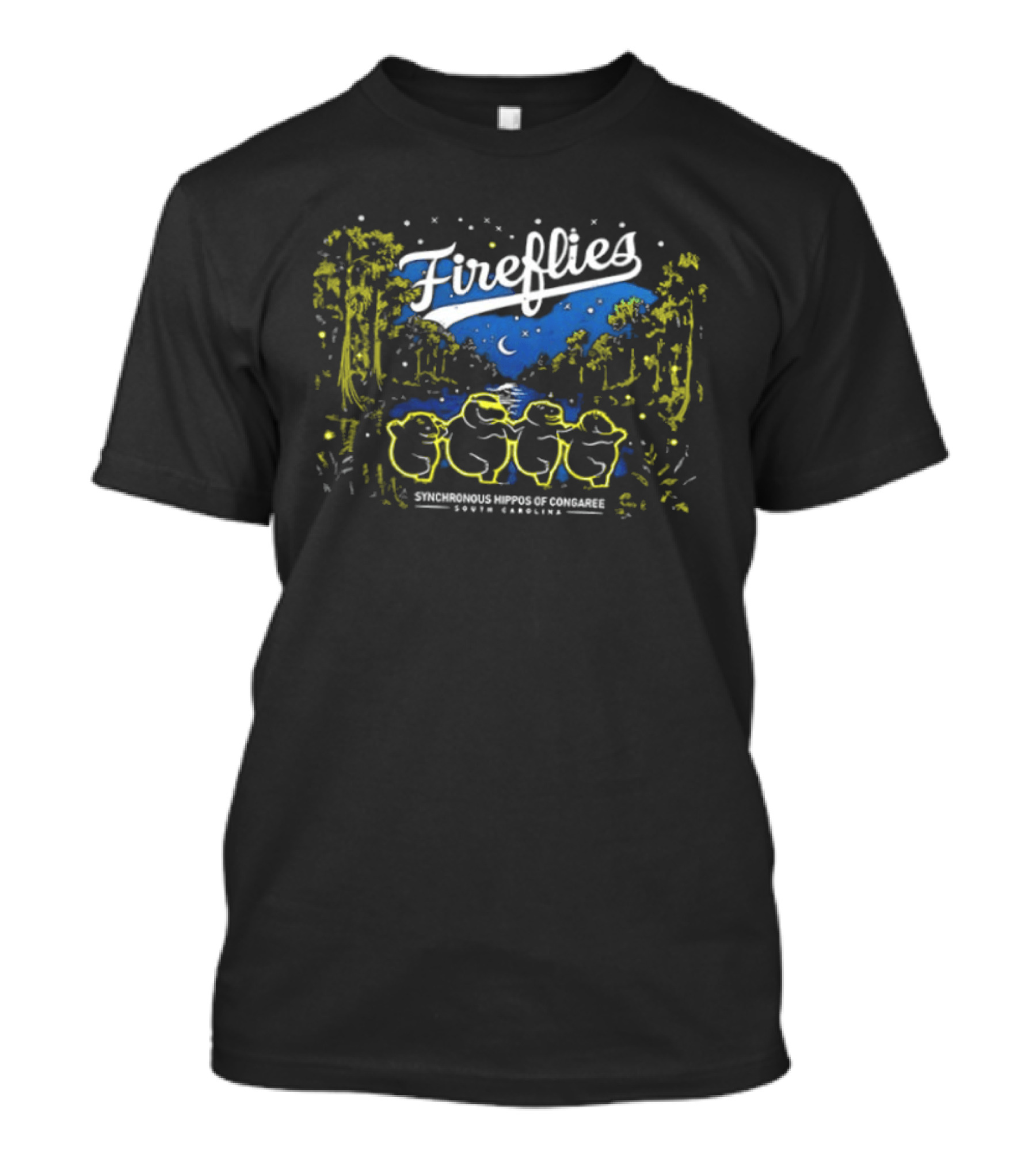 Columbia Fireflies Synchronized Hippo Congaree South Carolina 2026 Starry Night Forest T-Shirt