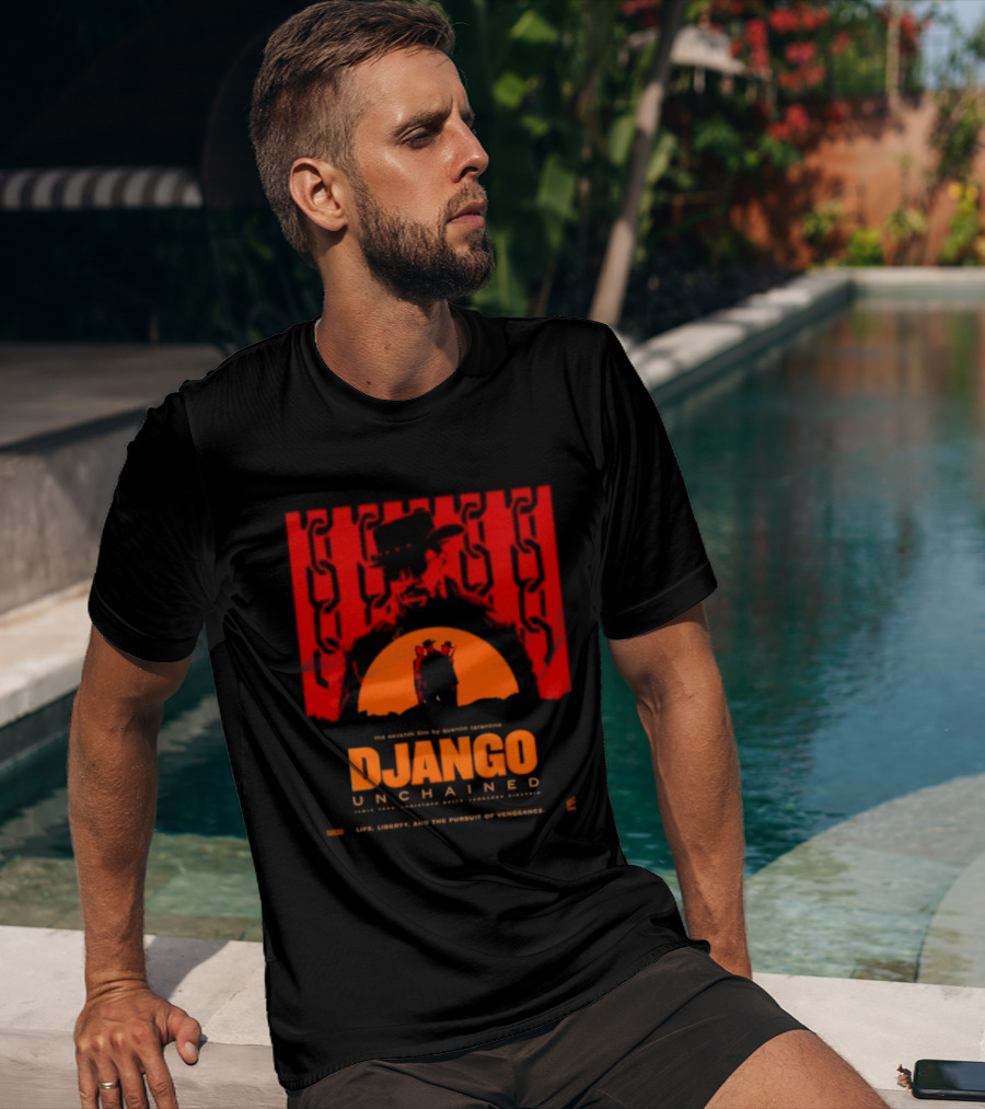 Django Unchained Life Liberty And The Pursuit Of Vengeance Red And Orange T-Shirt