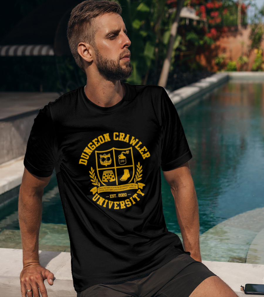 Dungeon Crawler University Crest Emblem What Is The Point Of Having Me As A Manager Est 2020 T-Shirt