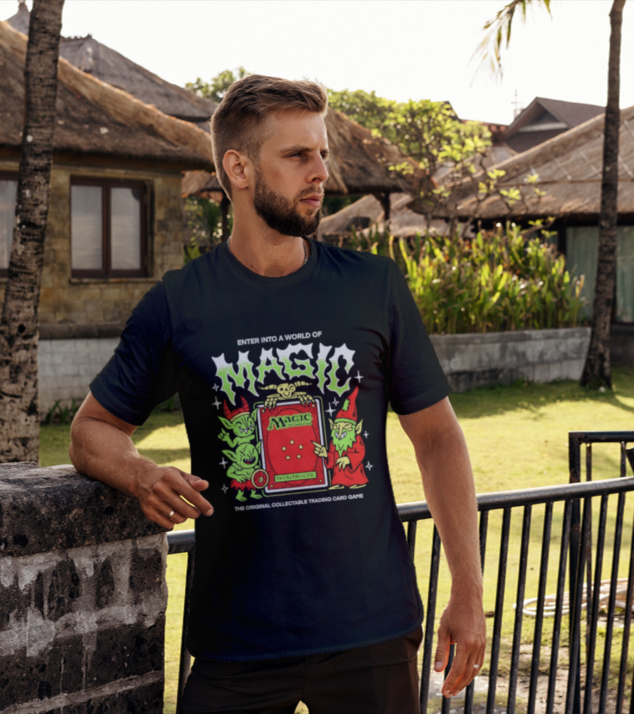 Enter Into A World Of Magic The Gathering Deckmaster Original Collectible Trading Card Game T-Shirt