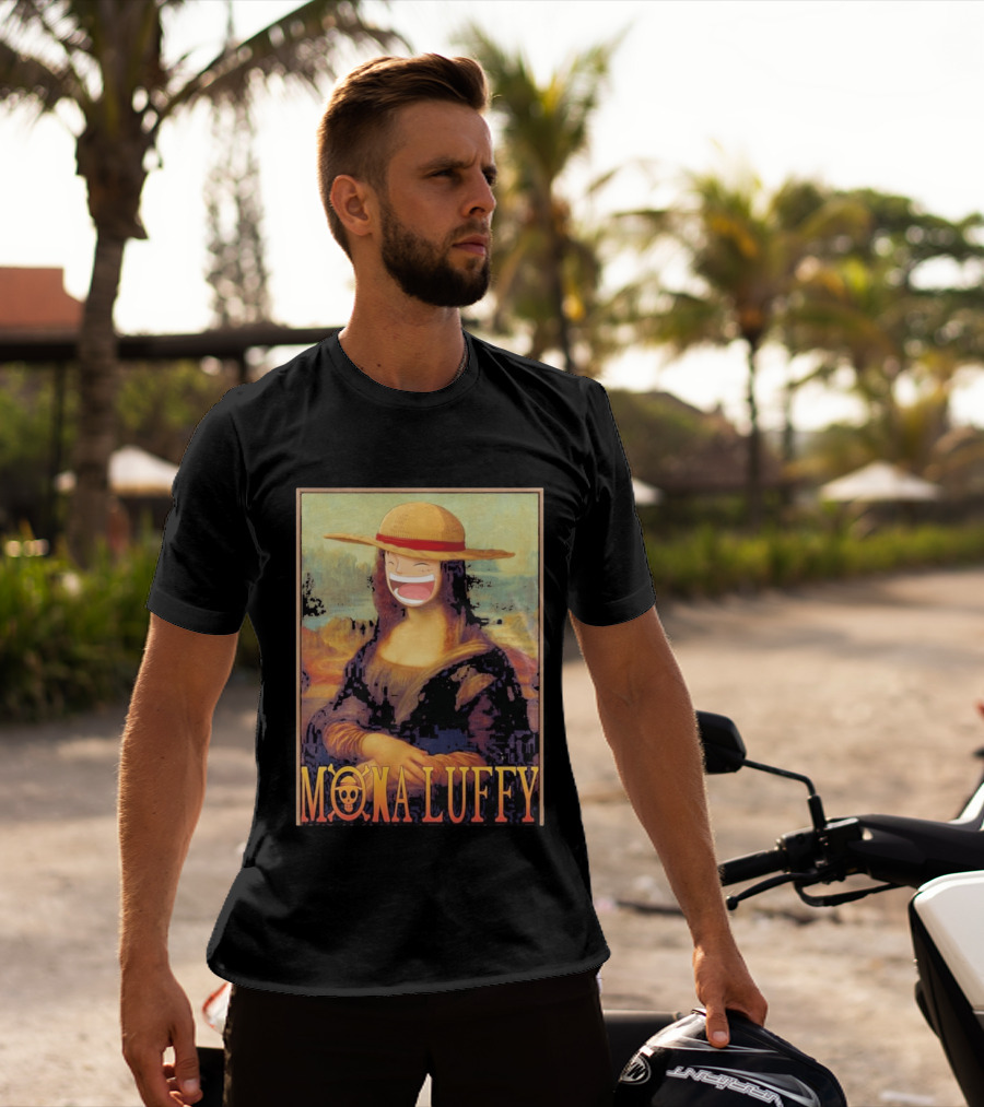 Mona Luffy Anime Mashup Mona Lisa T-Shirt