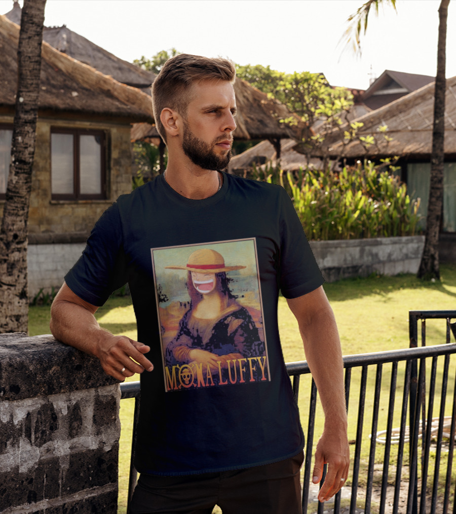 Mona Luffy Anime Mashup Mona Lisa T-Shirt