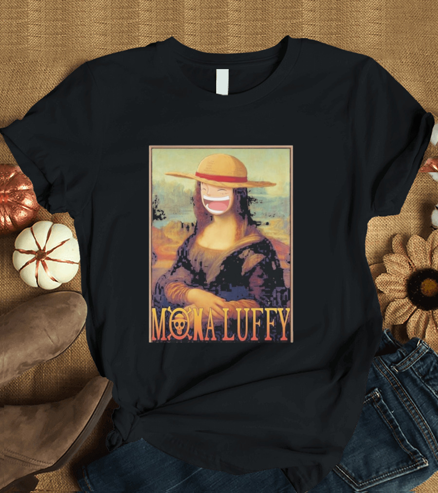 Mona Luffy Anime Mashup Mona Lisa T-Shirt