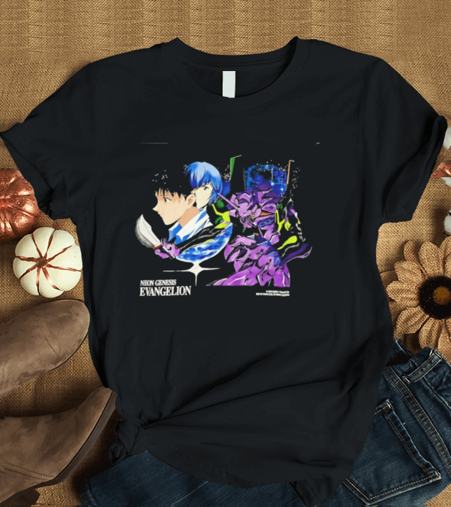 Neon Genesis Evangelion Shinji Ikari Rei Ayanami Eva Unit 01 Anime Iconic Characters T-Shirt
