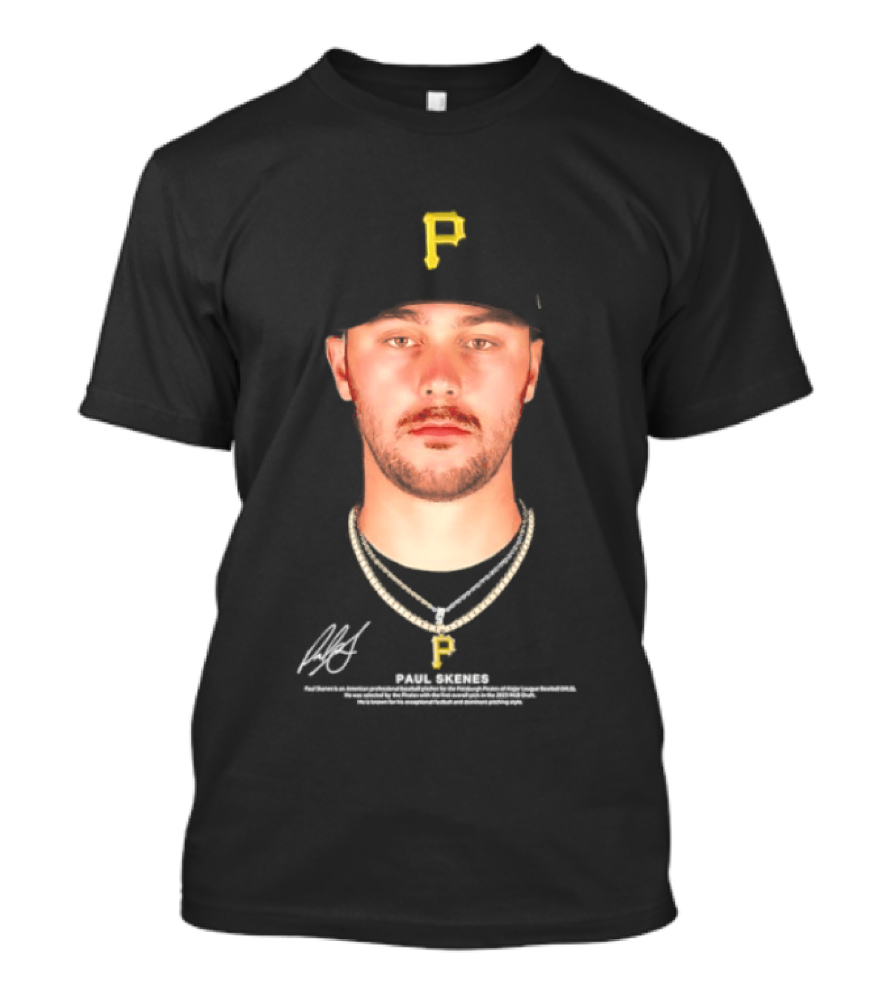 Paul Skenes Pittsburgh Pirates MLB Player Portrait And Signature T-Shirt