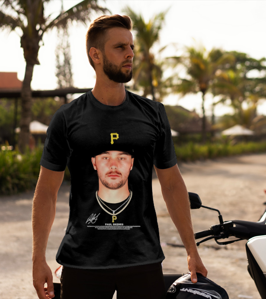 Paul Skenes Pittsburgh Pirates MLB Player Portrait And Signature T-Shirt