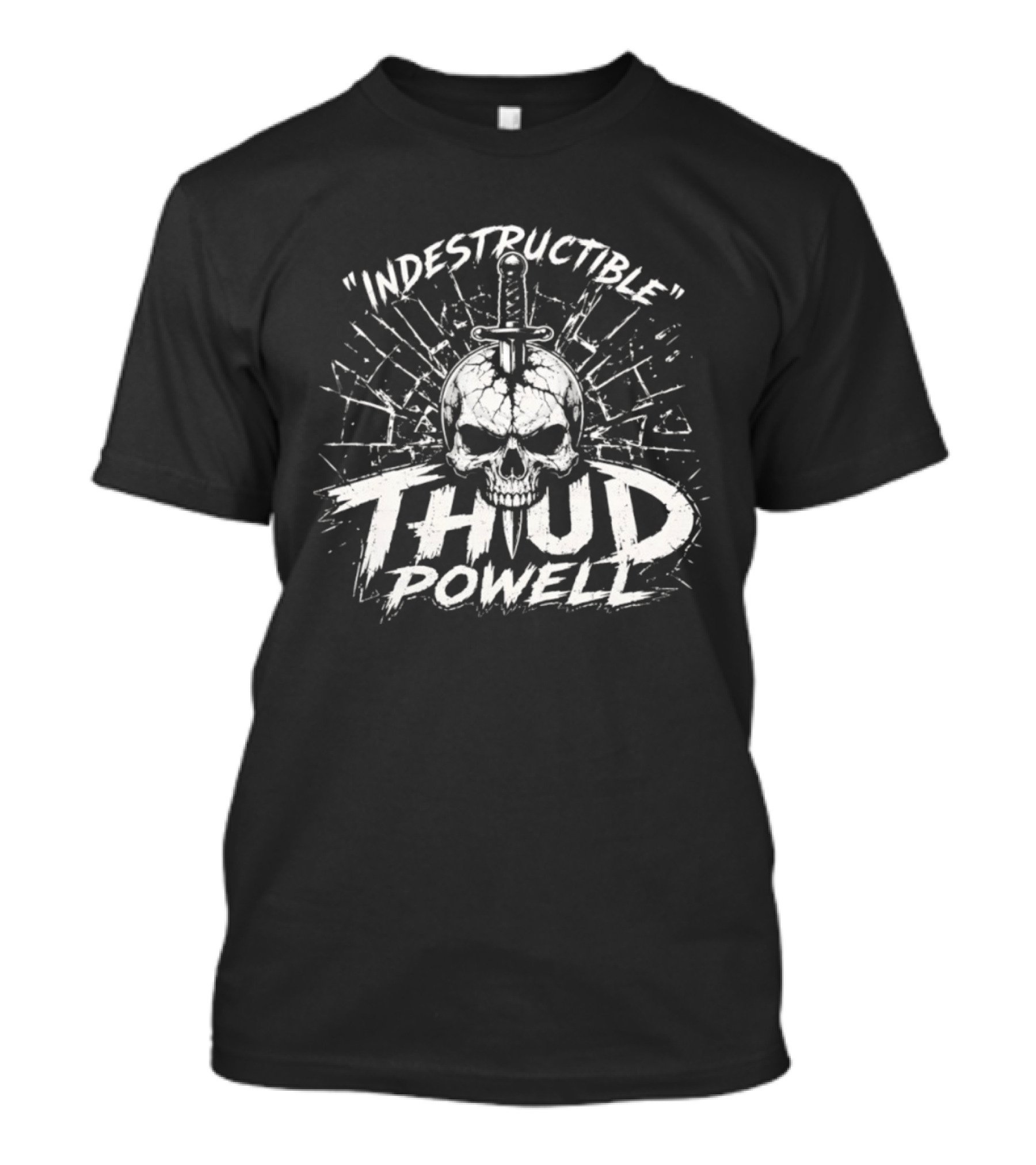 Indestructible Thud Powell Skull Sword Artwork Explosion T-Shirt