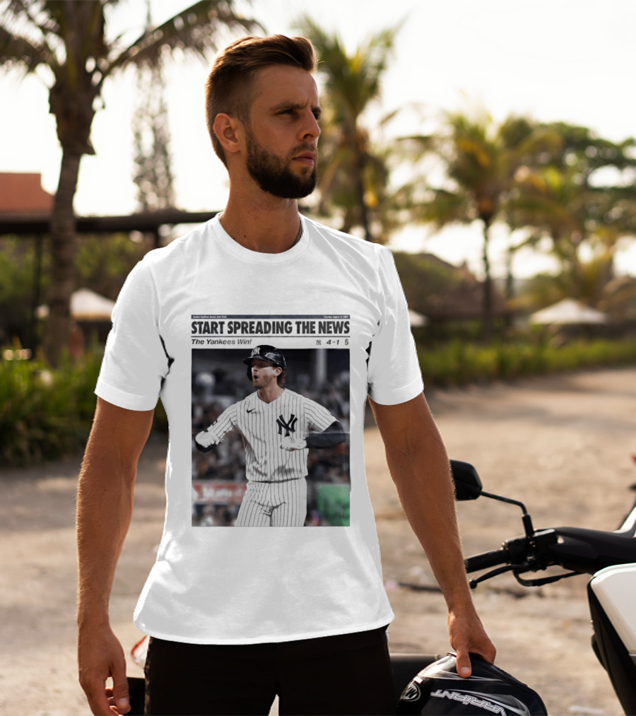 Anthony Volpe New York Yankees Start Spreading The News Pinstripe Jersey Celebration T-Shirt