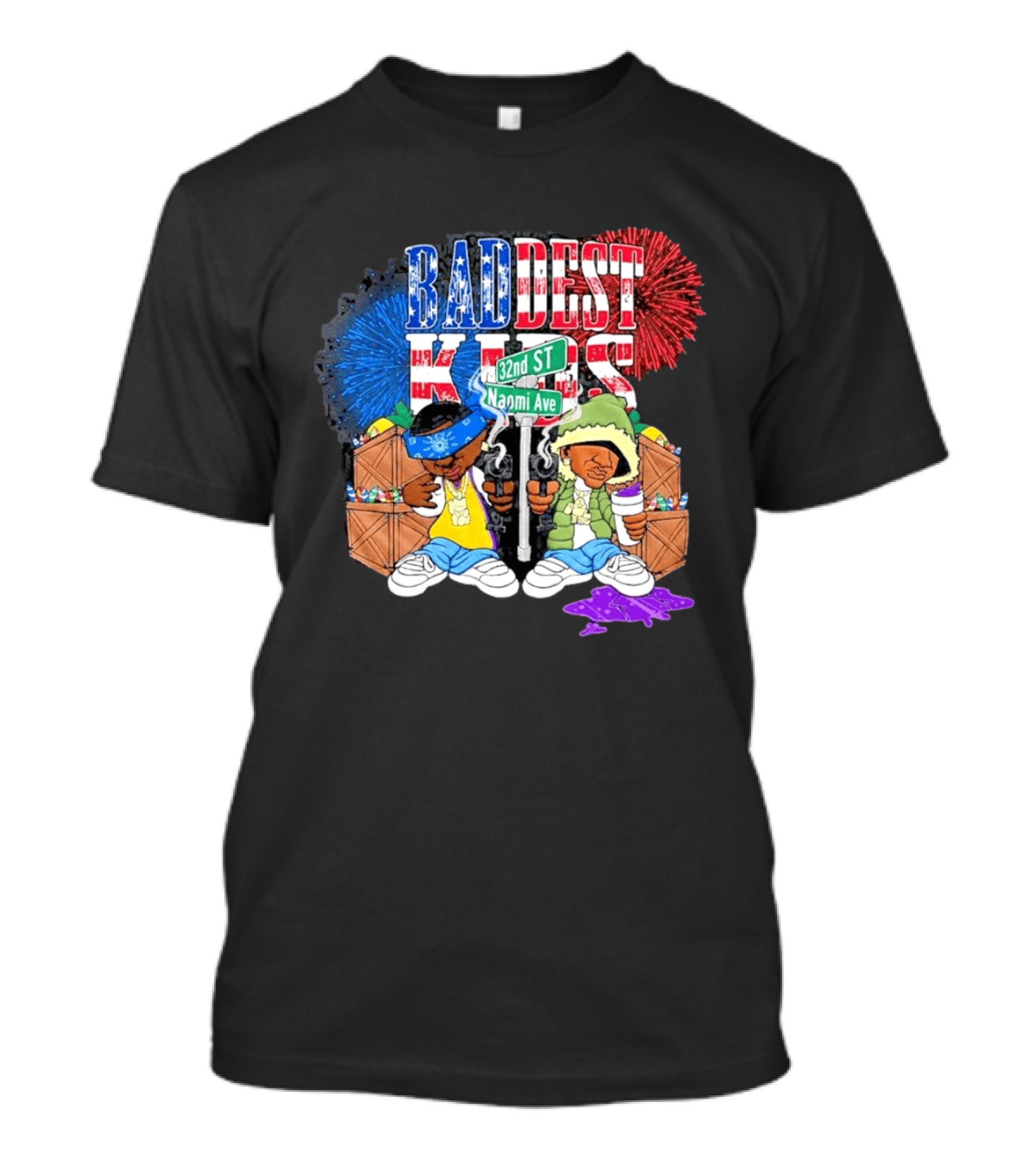 Baddest Kids 32nd St Naomi Ave Streetwear Adam22 Jaden Newman T-Shirt
