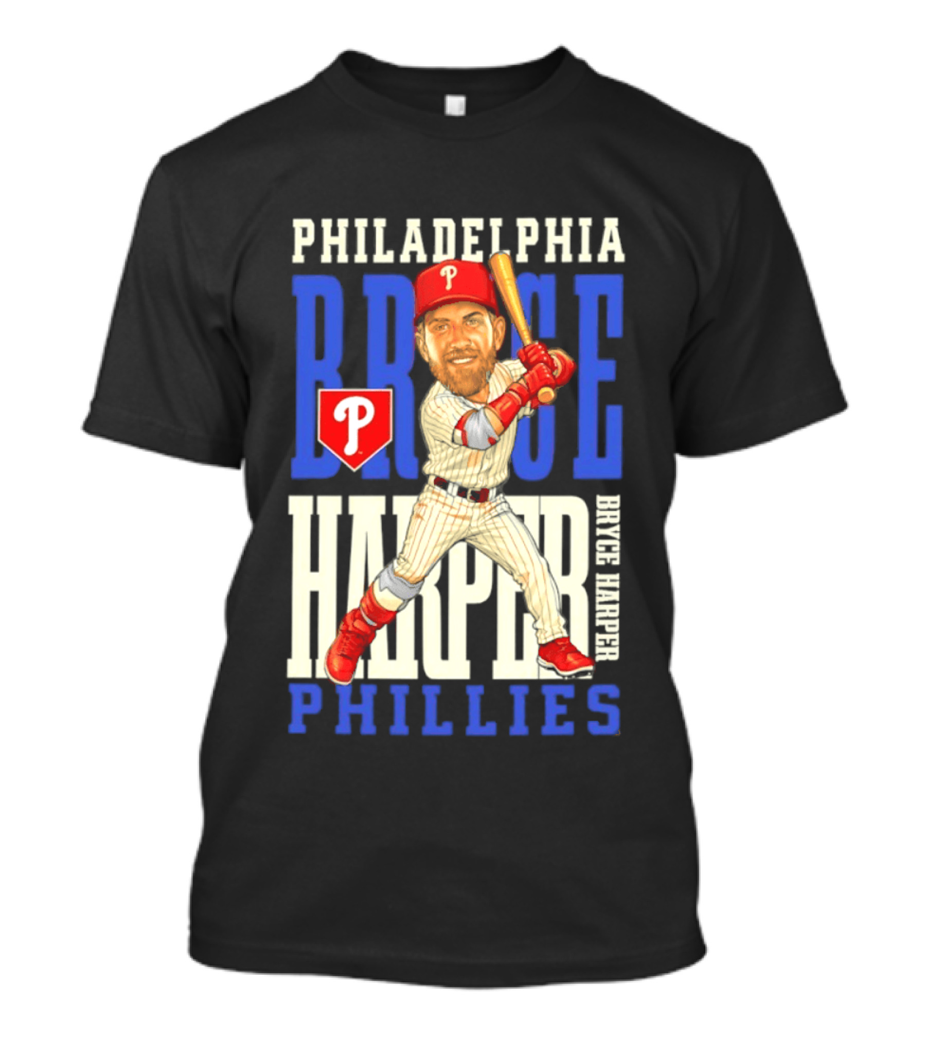 Philadelphia Phillies Bryce Harper Baseball Caricature Clash T-Shirt