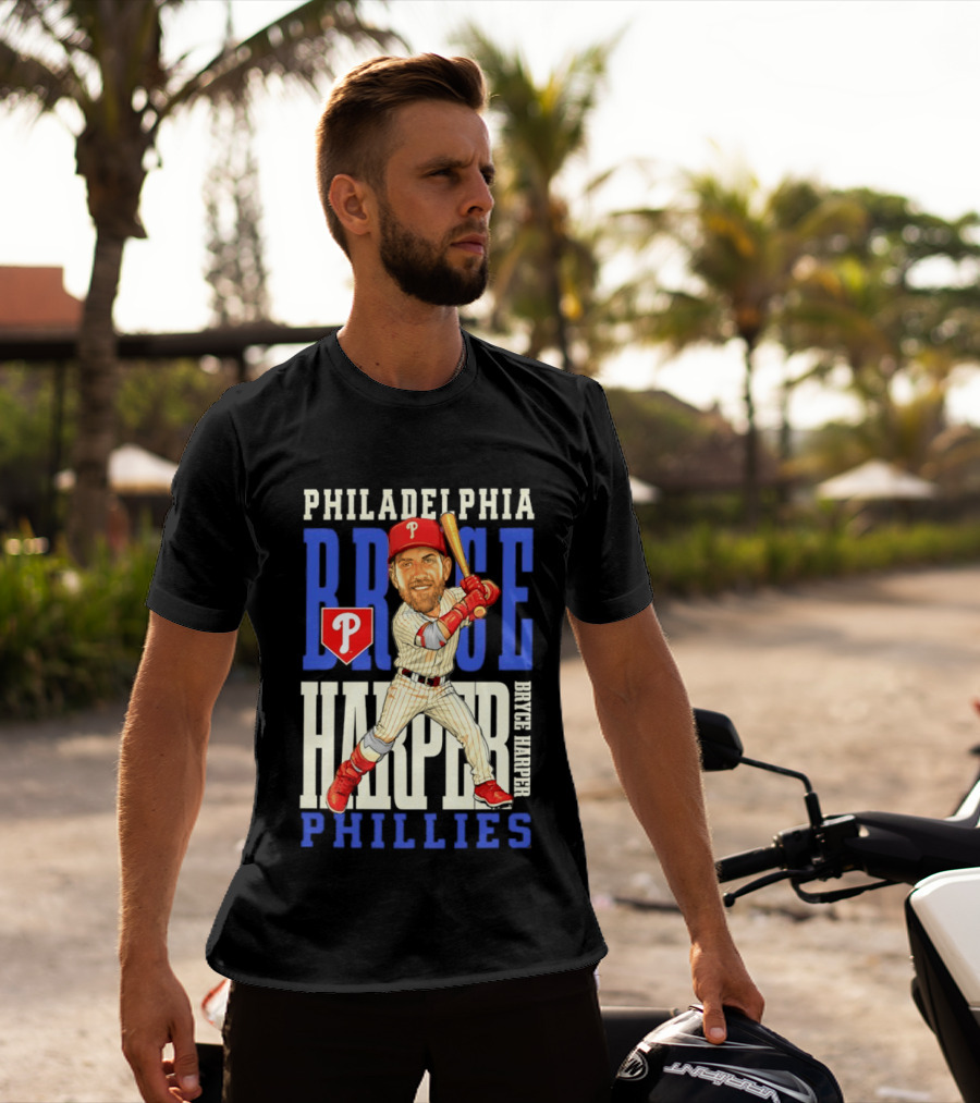Philadelphia Phillies Bryce Harper Baseball Caricature Clash T-Shirt