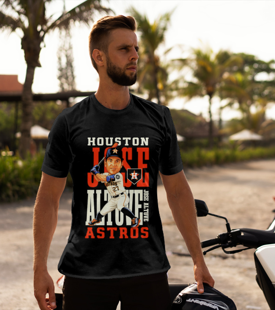 Houston Astros Jose Altuve Baseball Caricature T-Shirt