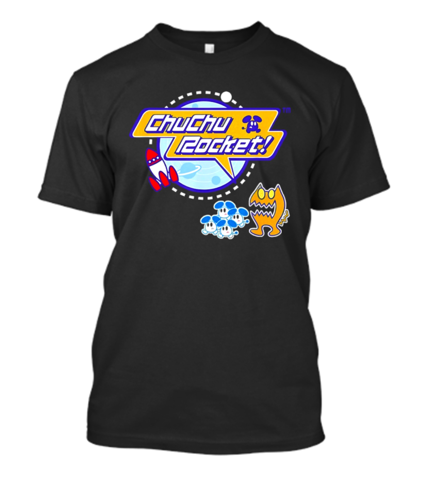 ChuChu Rocket Iconic Game Logo With Spaceship And Characters T-Shirt