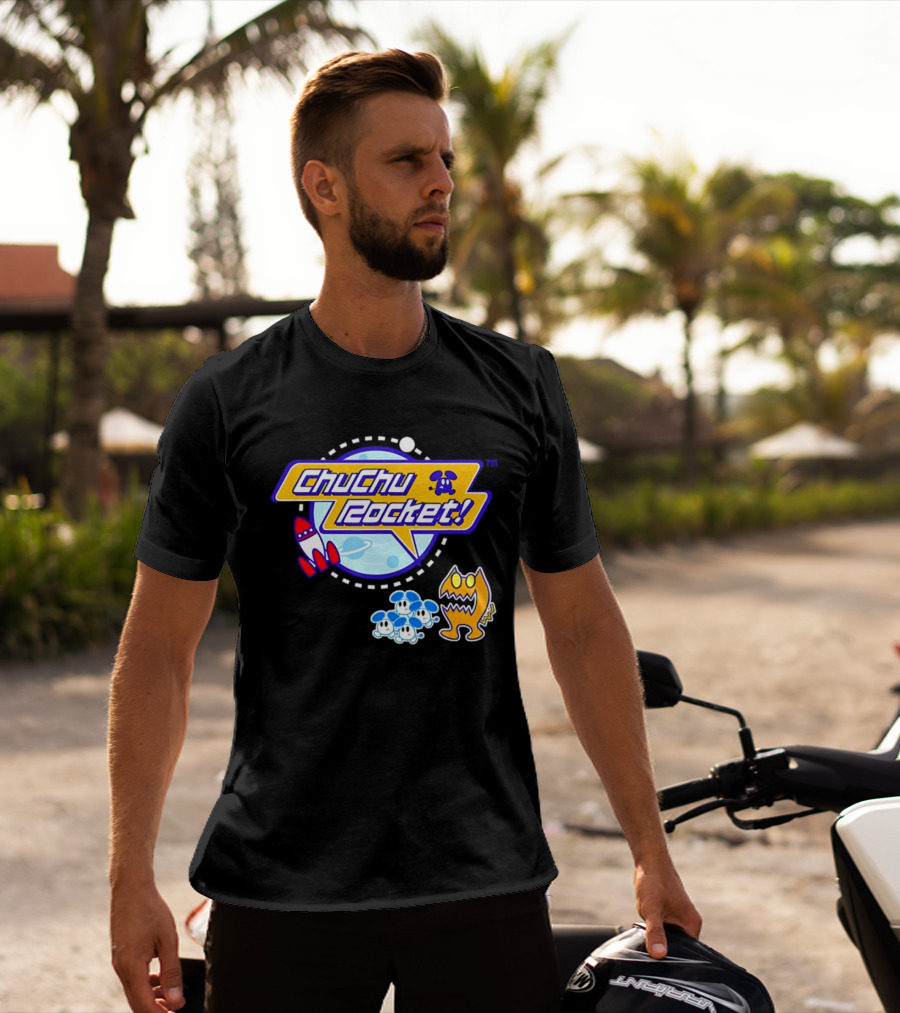 ChuChu Rocket Iconic Game Logo With Spaceship And Characters T-Shirt