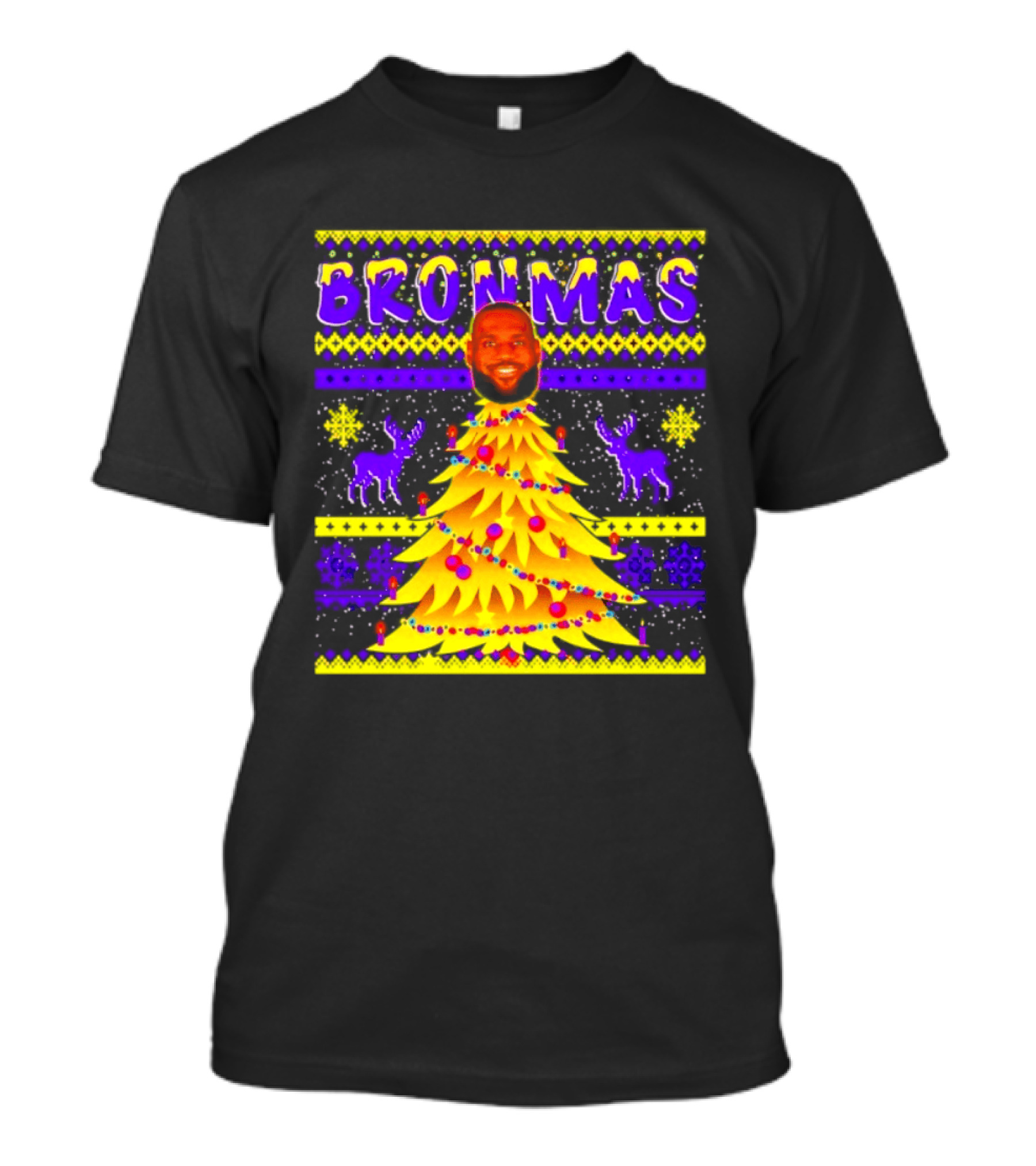 LeBron James Bronmas Christmas Tree Philadelphia 76ers Festive Reindeer T-Shirt