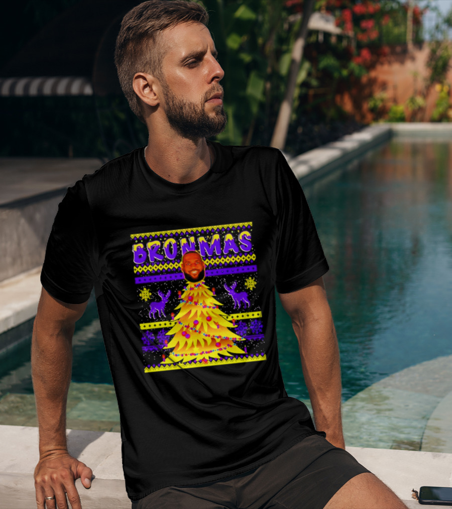LeBron James Bronmas Christmas Tree Philadelphia 76ers Festive Reindeer T-Shirt
