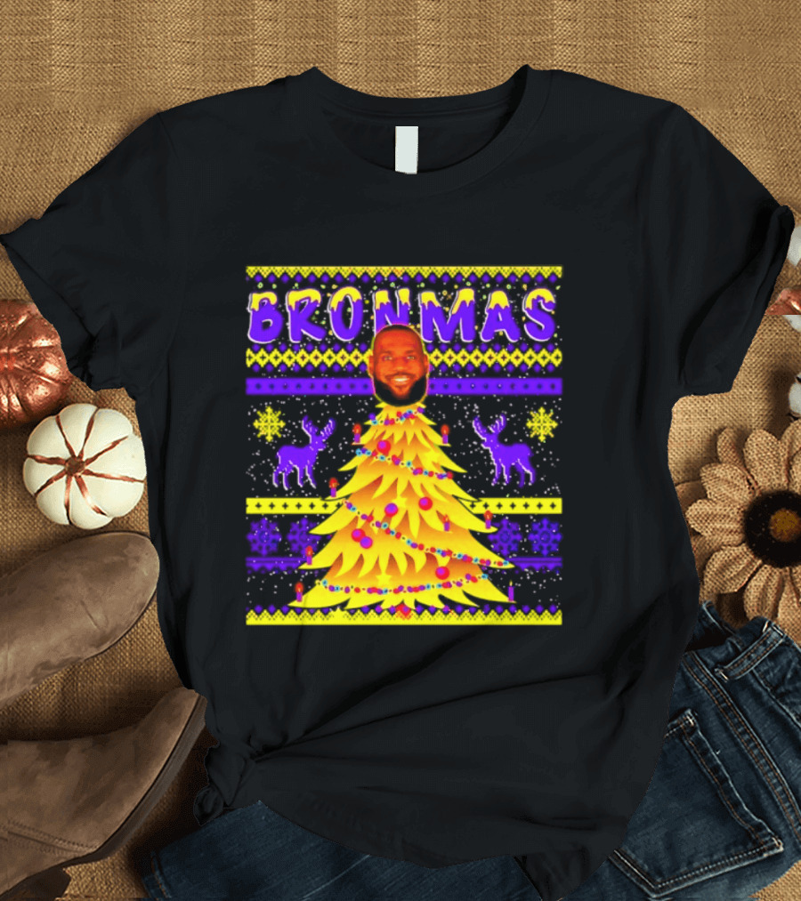 LeBron James Bronmas Christmas Tree Philadelphia 76ers Festive Reindeer T-Shirt