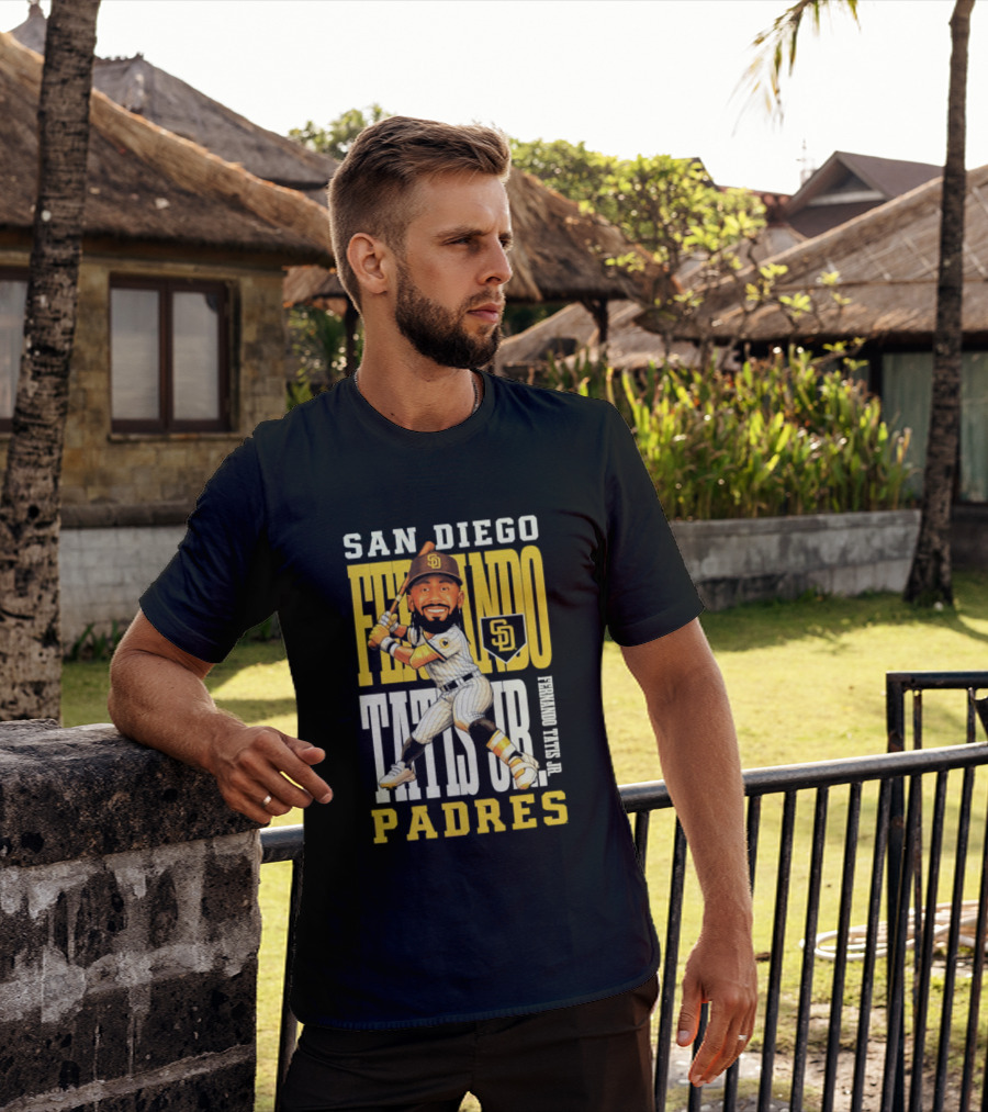 San Diego Padres Fernando Tatis Jr. Baseball Caricature SD Padres T-Shirt