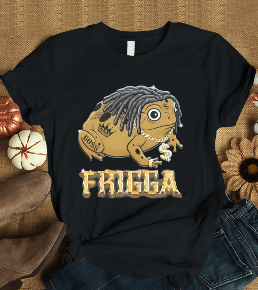 Frigga Boss Frog Crown Tattoos Dollar Chain T-Shirt