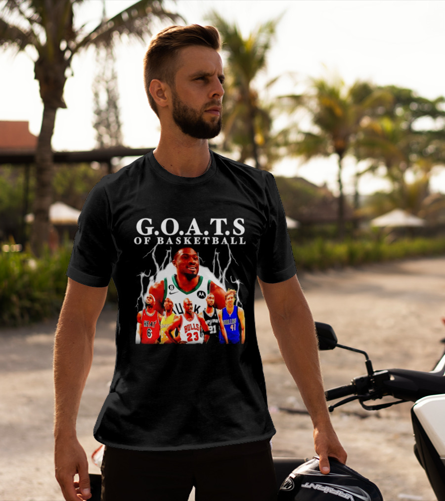G.O.A.T.S Of Basketball Giannis Antetokounmpo LeBron James Kobe Bryant Michael Jordan Tim Duncan Dirk Nowitzki T-Shirt