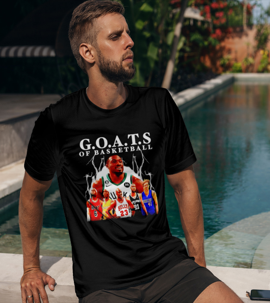 G.O.A.T.S Of Basketball Giannis Antetokounmpo LeBron James Kobe Bryant Michael Jordan Tim Duncan Dirk Nowitzki T-Shirt