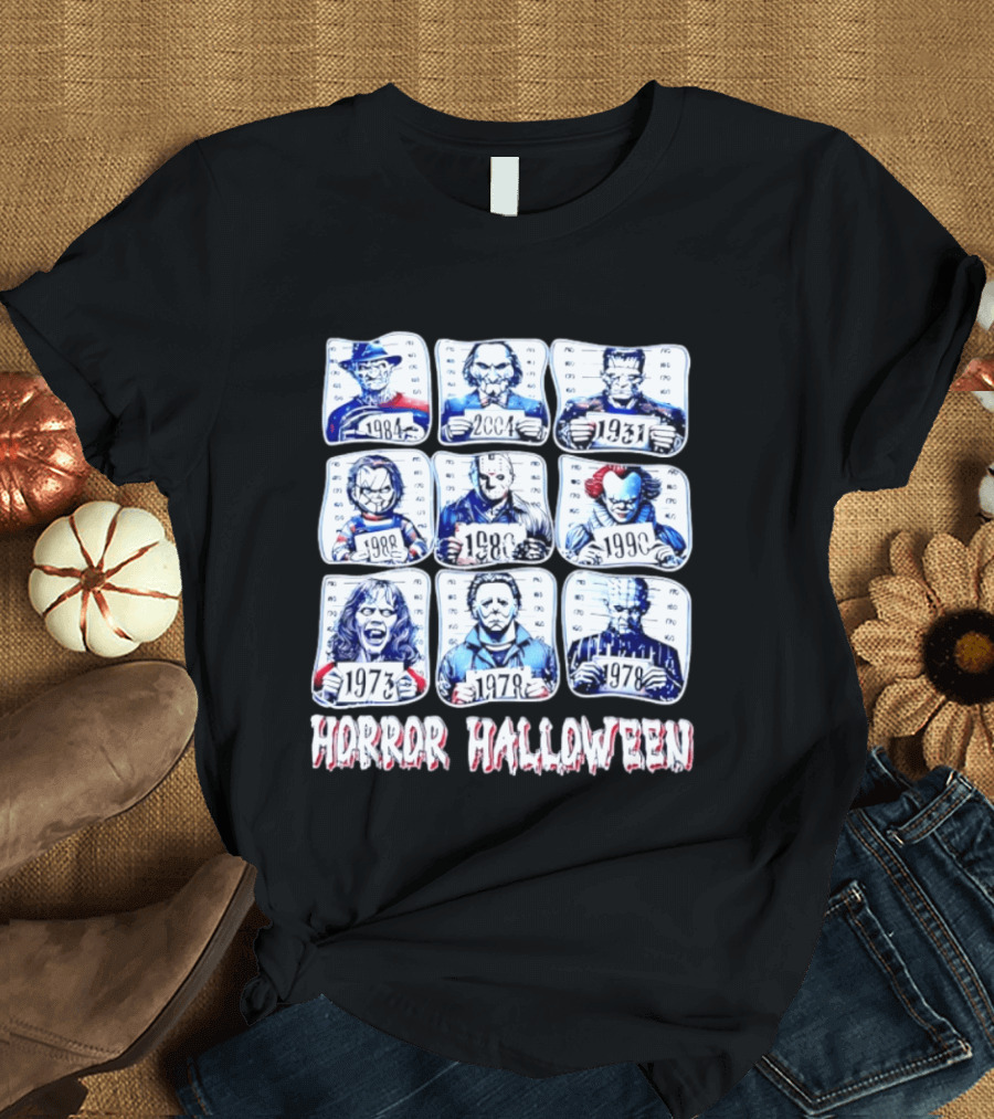 Horror Halloween Shot Characters 1973 1978 1980 1984 1988 1990 2004 Iconic Slashers T-Shirt
