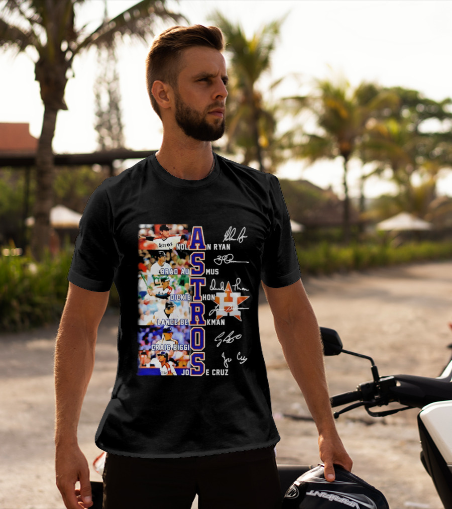 Nolan Ryan Brad Ausmus Dickie Thon Lance Berkman Craig Biggio Jose Cruz Houston Astros Baseball Legends T-Shirt