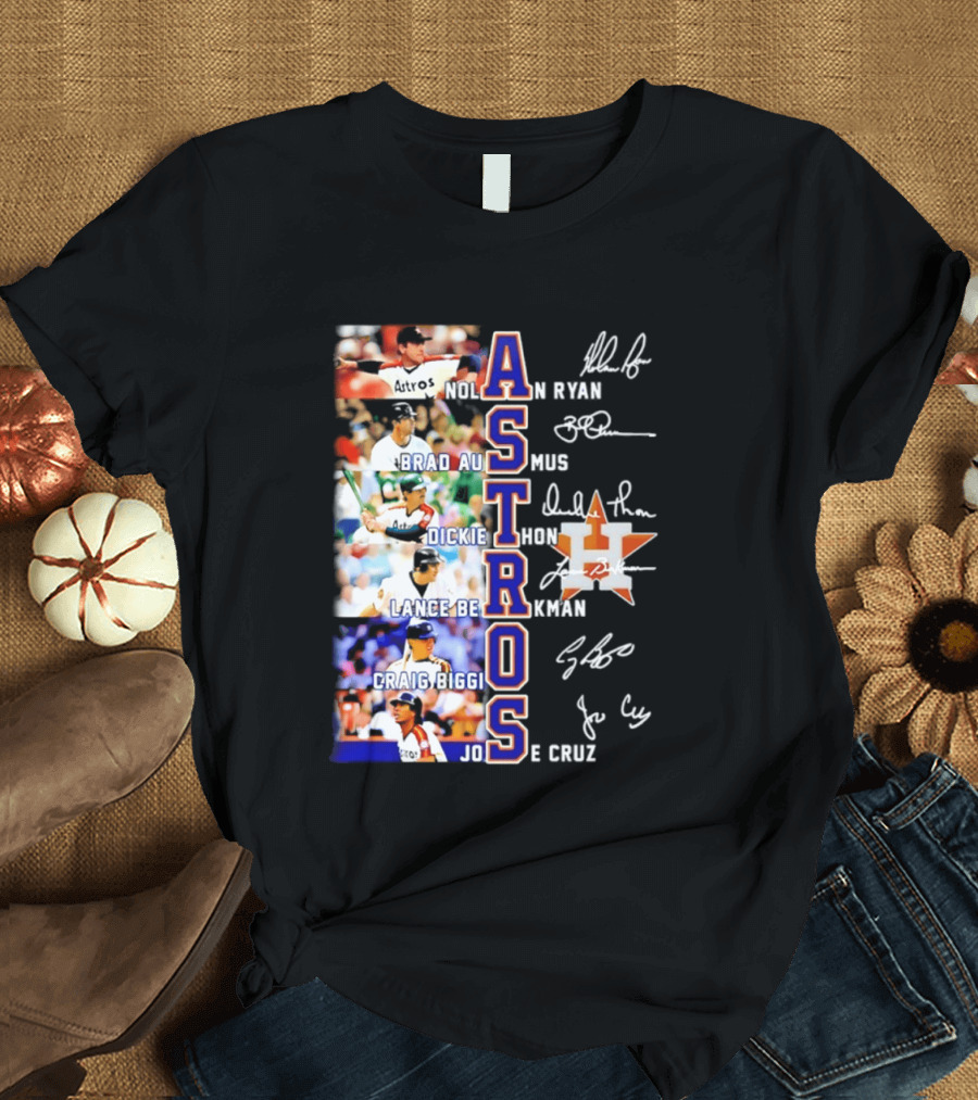 Nolan Ryan Brad Ausmus Dickie Thon Lance Berkman Craig Biggio Jose Cruz Houston Astros Baseball Legends T-Shirt