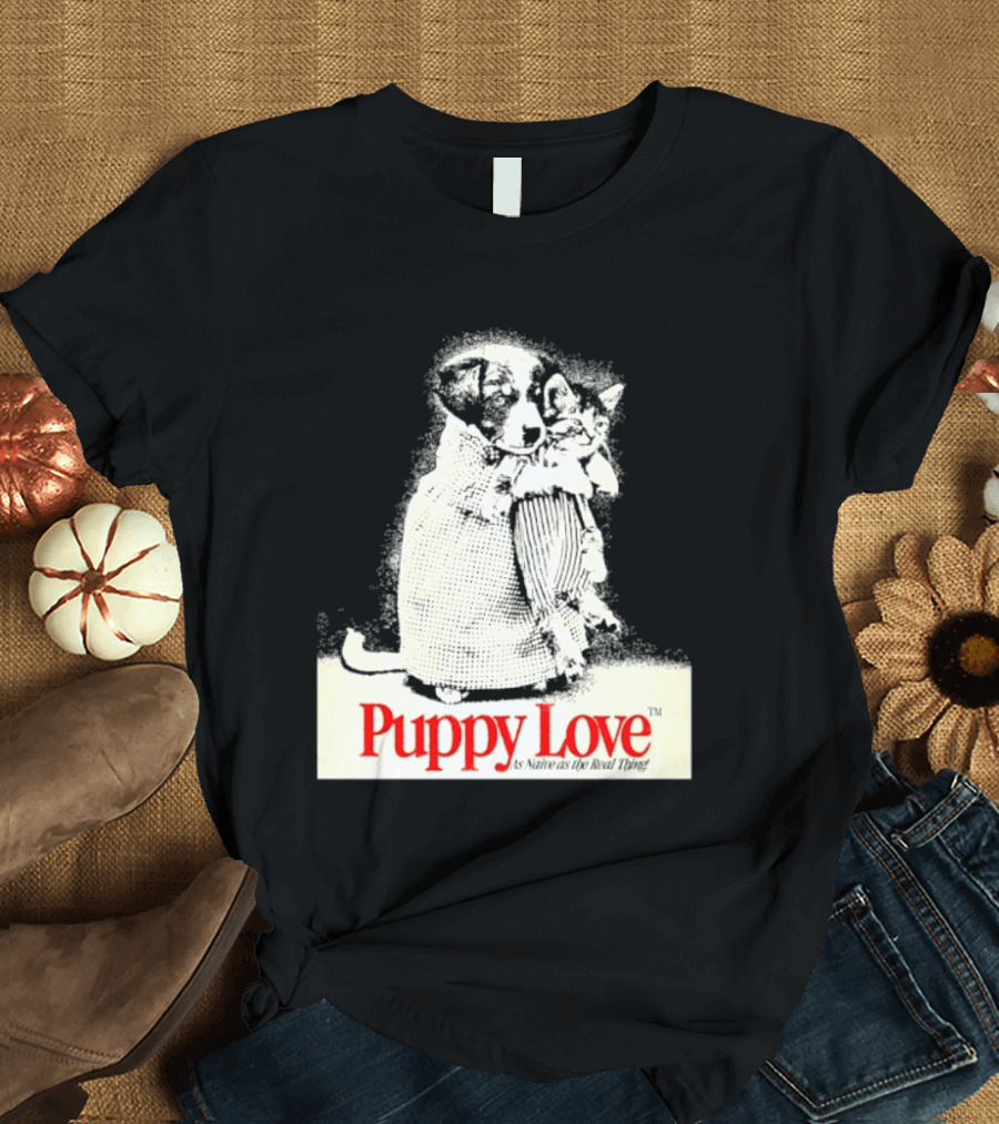 Puppy Love Naive Romance In Print T-Shirt