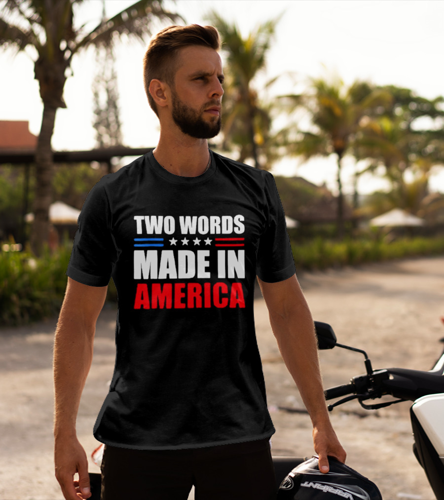 Two Words Made In America Patriotic USA Stars And Stripes T-Shirt