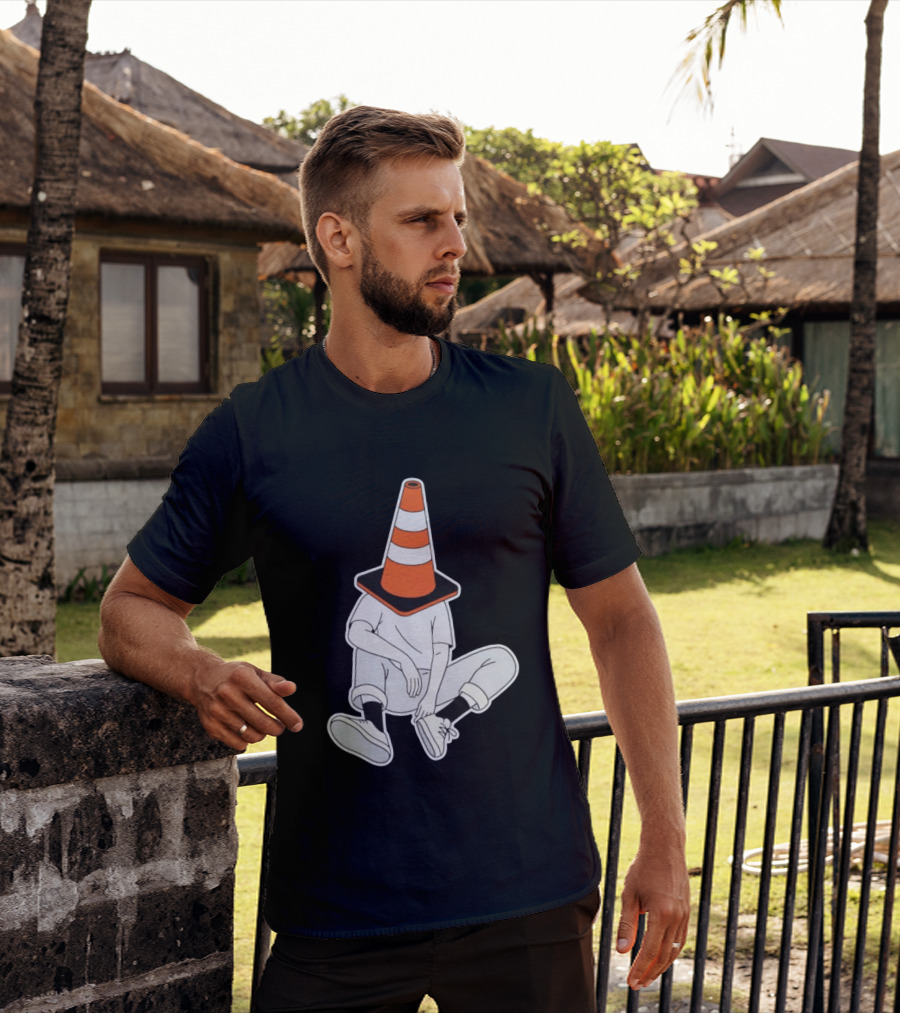 Under Construction Introvert Mode Traffic Cone Head Silent Reflection T-Shirt