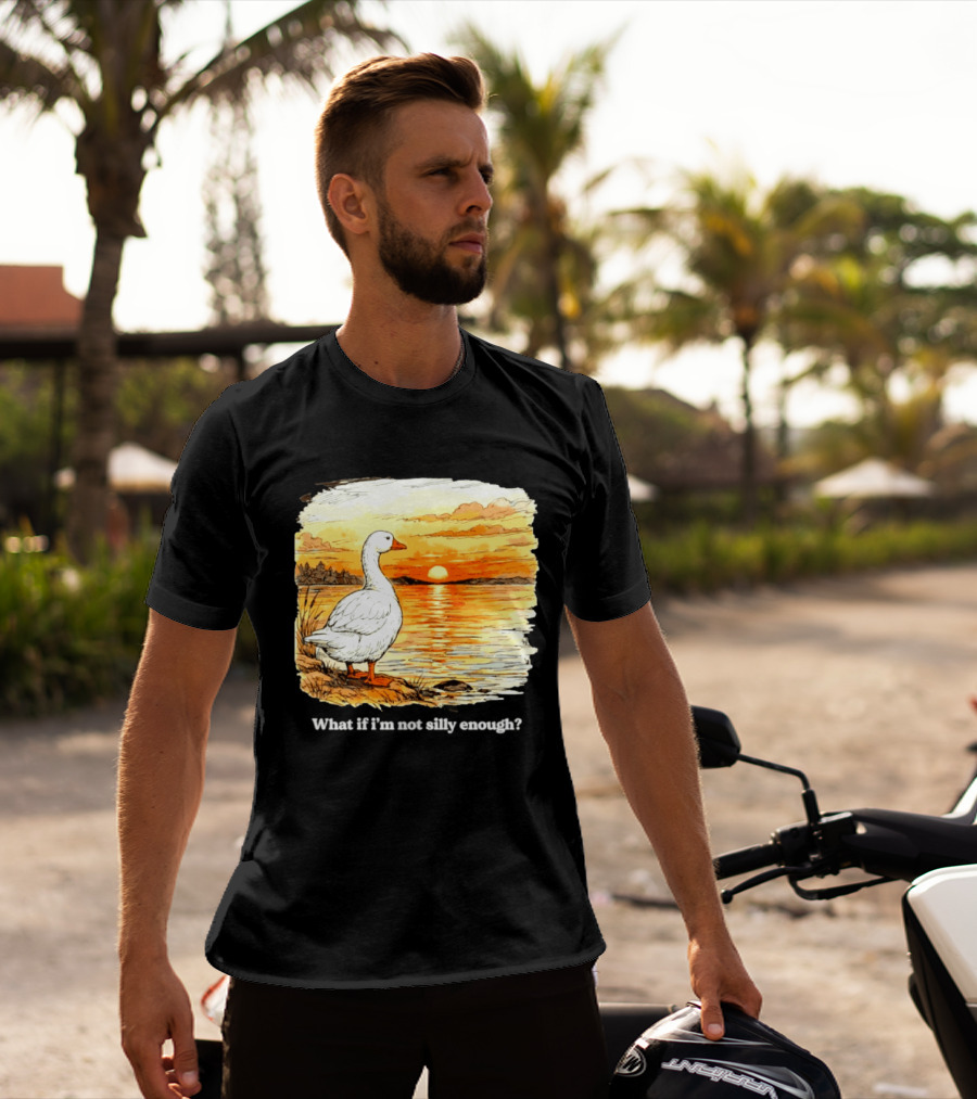 What If I'm Not Silly Enough Goose Sunset Scene Landscape T-Shirt