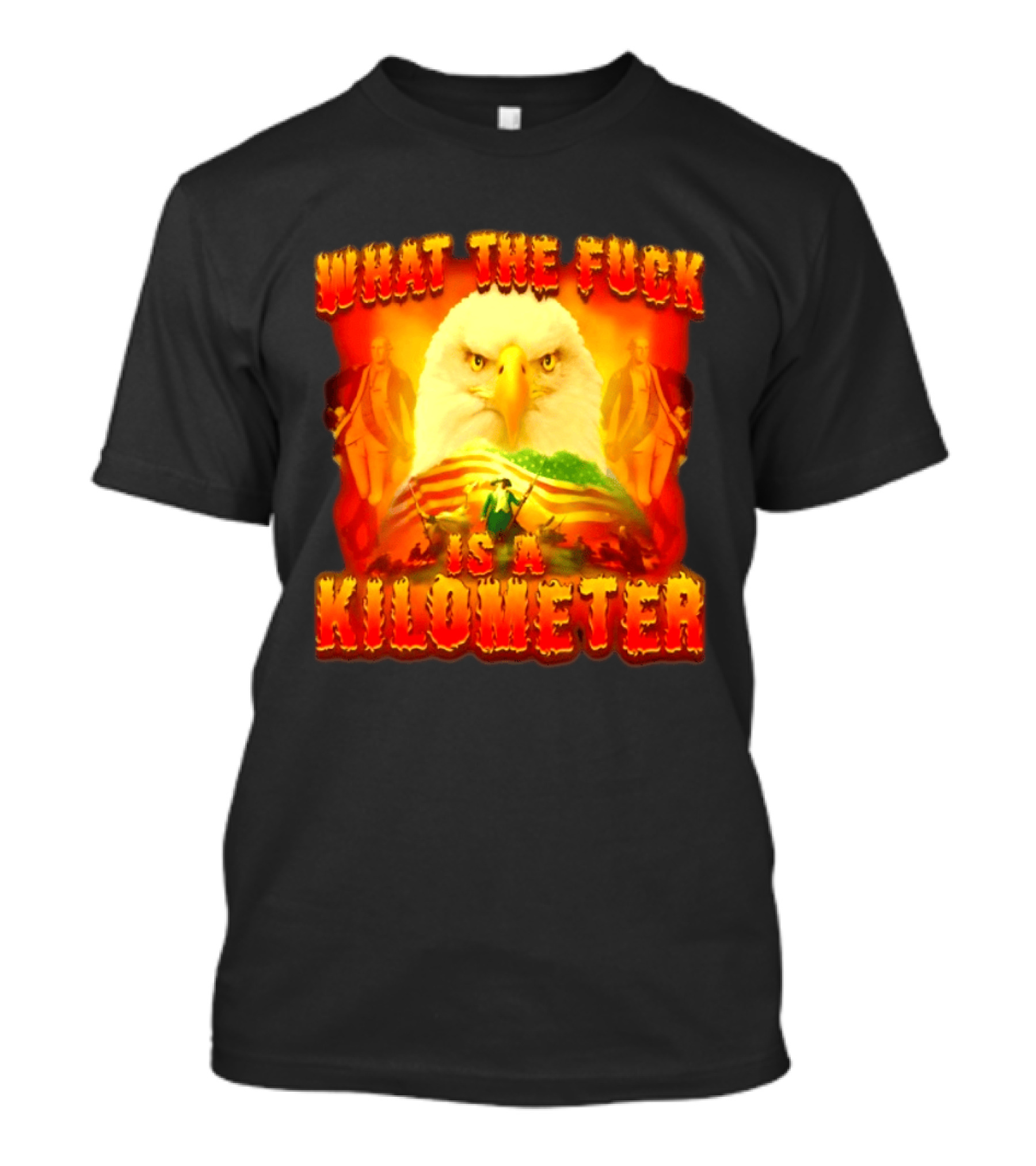 What The Fuck Is A Kilometer American Eagle Patriotic Scene T-Shirt